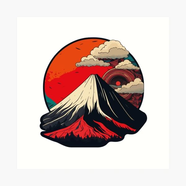 Mount Fuji in red | Art Print