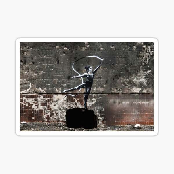 Aperçu de l'œuvre Banksy Gymnaste Avec Ruban Ukraine créée et vendue par WE-ARE-BANKSY.