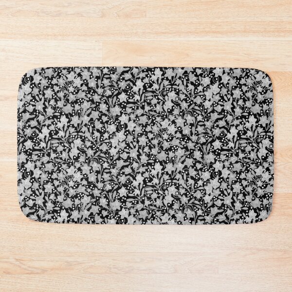 Item preview, Grey Monochrome Flower Field Spirals Dots on Black Half-Drop Repeat 5748 designed and sold by Art in My Loft.