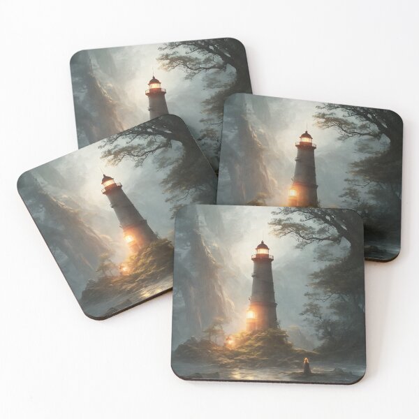 Item preview, a beautiful cinematic image of a lighthouse, fantasy forest landscape, fantasy magic, dark light night, intricate, elegant, sharp focus, illustration, highly detailed, digital p designed and sold by DrawItOnce.