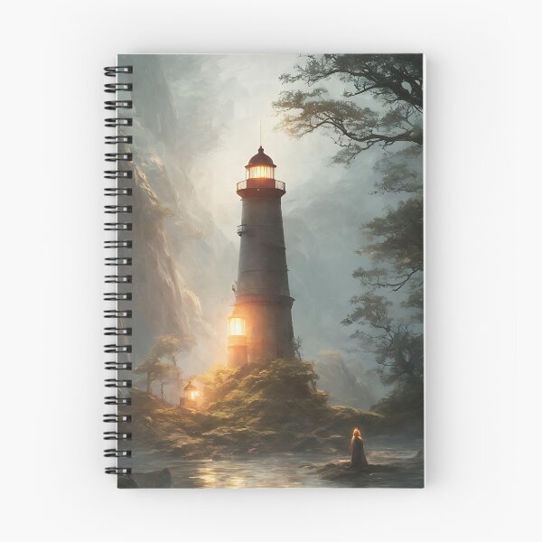 Item preview, a beautiful cinematic image of a lighthouse, fantasy forest landscape, fantasy magic, dark light night, intricate, elegant, sharp focus, illustration, highly detailed, digital p designed and sold by DrawItOnce.