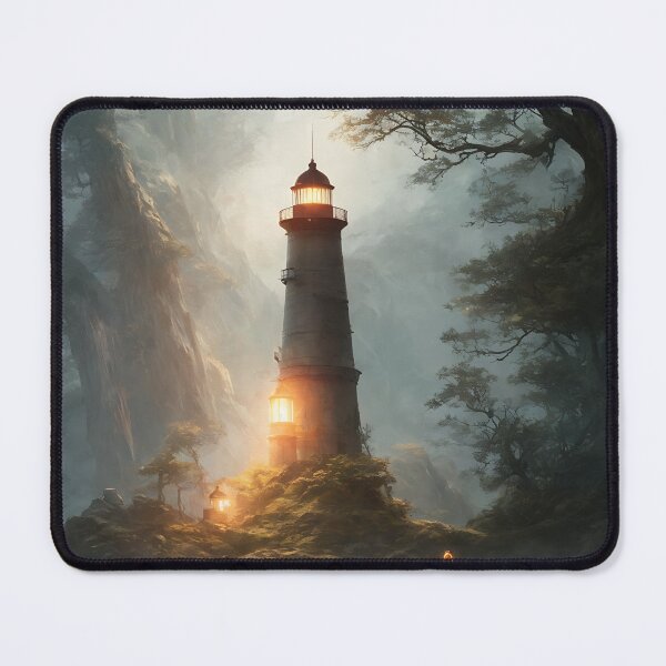 Item preview, a beautiful cinematic image of a lighthouse, fantasy forest landscape, fantasy magic, dark light night, intricate, elegant, sharp focus, illustration, highly detailed, digital p designed and sold by DrawItOnce.