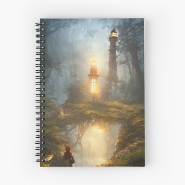 Item preview, a beautiful cinematic image of a lighthouse, fantasy forest landscape, fantasy magic, dark light night, intricate, elegant, sharp focus, illustration, highly detailed, digital p designed and sold by DrawItOnce.