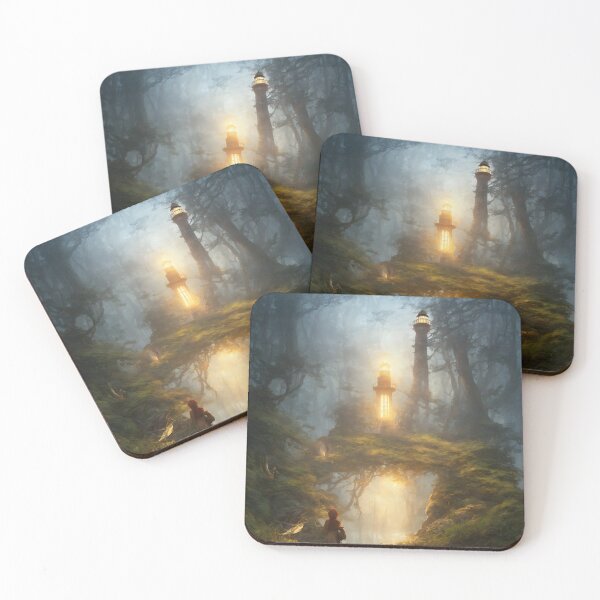 Item preview, a beautiful cinematic image of a lighthouse, fantasy forest landscape, fantasy magic, dark light night, intricate, elegant, sharp focus, illustration, highly detailed, digital p designed and sold by DrawItOnce.