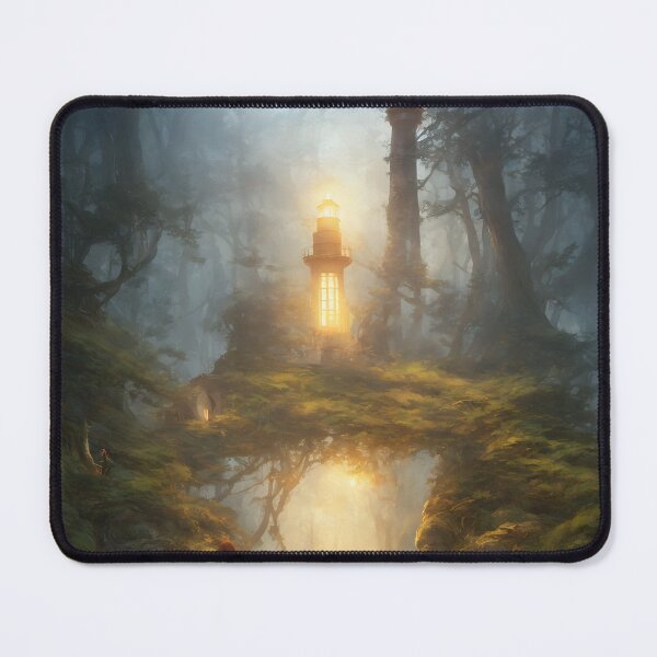 Item preview, a beautiful cinematic image of a lighthouse, fantasy forest landscape, fantasy magic, dark light night, intricate, elegant, sharp focus, illustration, highly detailed, digital p designed and sold by DrawItOnce.