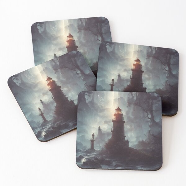 Item preview, a beautiful cinematic image of a lighthouse, fantasy forest landscape, fantasy magic, dark light night, intricate, elegant, sharp focus, illustration, highly detailed, digital p designed and sold by DrawItOnce.