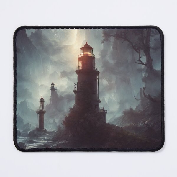 Item preview, a beautiful cinematic image of a lighthouse, fantasy forest landscape, fantasy magic, dark light night, intricate, elegant, sharp focus, illustration, highly detailed, digital p designed and sold by DrawItOnce.