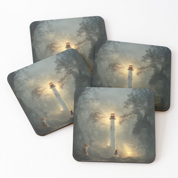 Item preview, a beautiful cinematic image of a lighthouse, fantasy forest landscape, fantasy magic, dark light night, intricate, elegant, sharp focus, illustration, highly detailed, digital p designed and sold by DrawItOnce.
