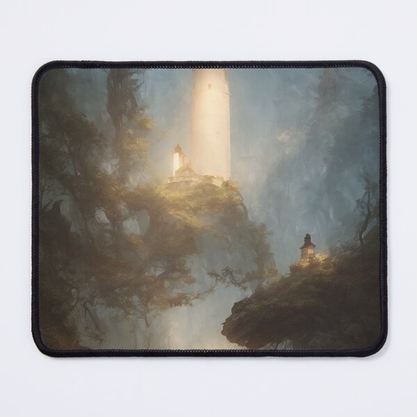 Item preview, a beautiful cinematic image of a lighthouse, fantasy forest landscape, fantasy magic, dark light night, intricate, elegant, sharp focus, illustration, highly detailed, digital p designed and sold by DrawItOnce.