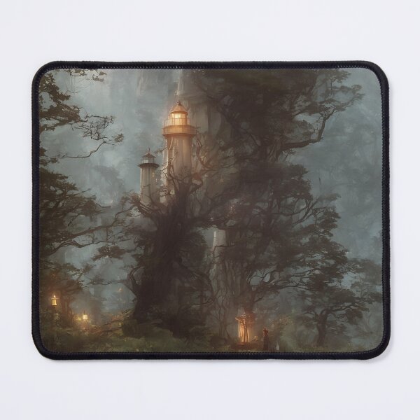 Item preview, a beautiful cinematic image of a lighthouse, fantasy forest landscape, fantasy magic, dark light night, intricate, elegant, sharp focus, illustration, highly detailed, digital p designed and sold by DrawItOnce.