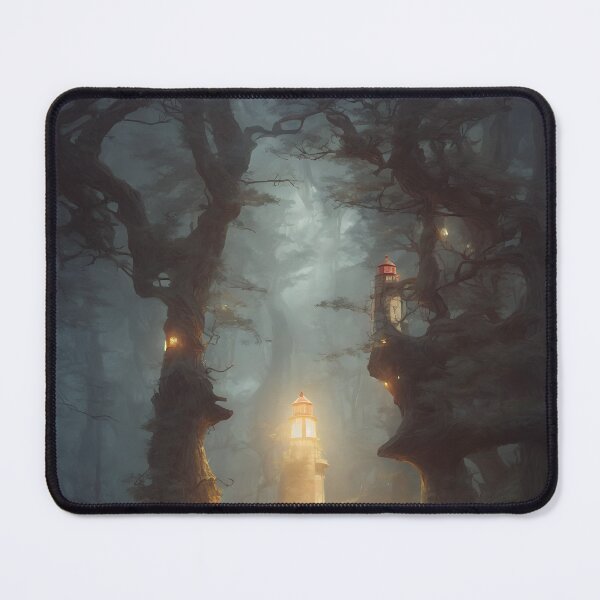 Item preview, a beautiful cinematic image of a lighthouse, fantasy forest landscape, fantasy magic, dark light night, intricate, elegant, sharp focus, illustration, highly detailed, digital p designed and sold by DrawItOnce.