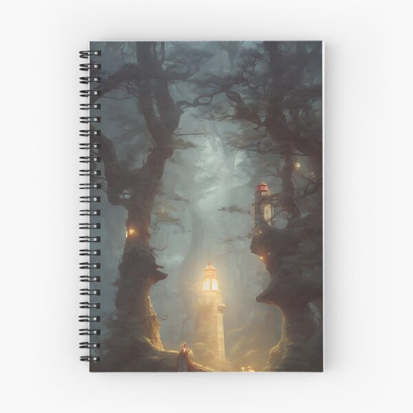 Item preview, a beautiful cinematic image of a lighthouse, fantasy forest landscape, fantasy magic, dark light night, intricate, elegant, sharp focus, illustration, highly detailed, digital p designed and sold by DrawItOnce.