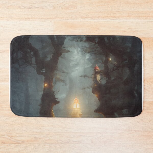 Item preview, a beautiful cinematic image of a lighthouse, fantasy forest landscape, fantasy magic, dark light night, intricate, elegant, sharp focus, illustration, highly detailed, digital p designed and sold by DrawItOnce.