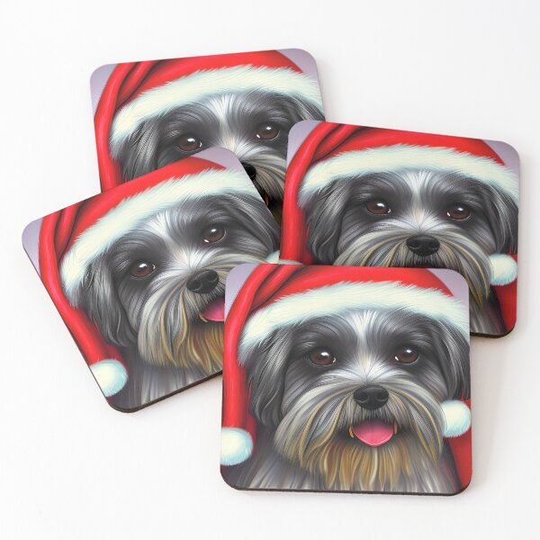 Item preview, Christmas Lhasa Apso Wearing A Santa Hat designed and sold by ZenEverAI.