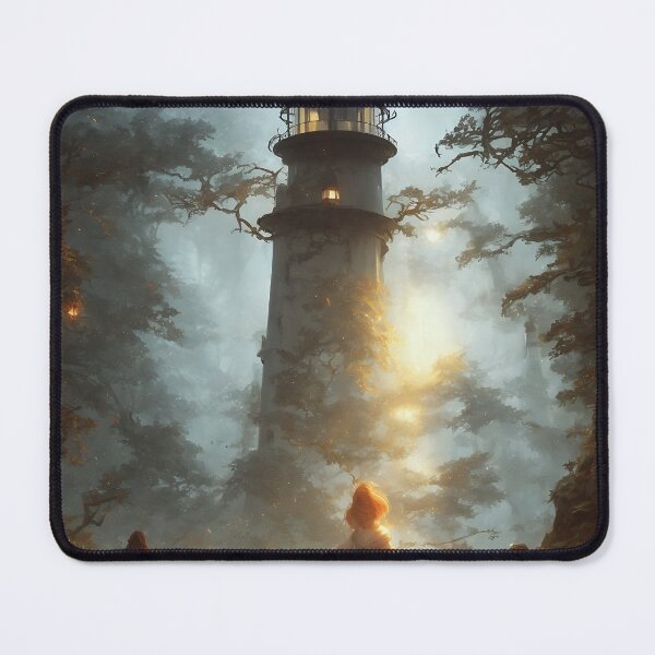 Item preview, a beautiful cinematic image of a lighthouse, fantasy forest landscape, fantasy magic, dark light night, intricate, elegant, sharp focus, illustration, highly detailed, digital p designed and sold by DrawItOnce.
