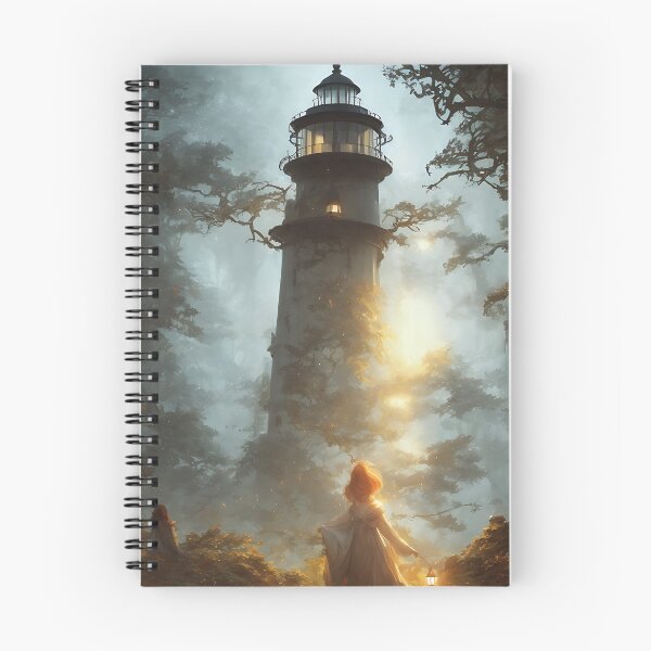 Item preview, a beautiful cinematic image of a lighthouse, fantasy forest landscape, fantasy magic, dark light night, intricate, elegant, sharp focus, illustration, highly detailed, digital p designed and sold by DrawItOnce.