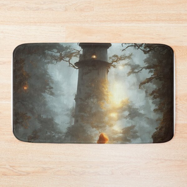 Item preview, a beautiful cinematic image of a lighthouse, fantasy forest landscape, fantasy magic, dark light night, intricate, elegant, sharp focus, illustration, highly detailed, digital p designed and sold by DrawItOnce.