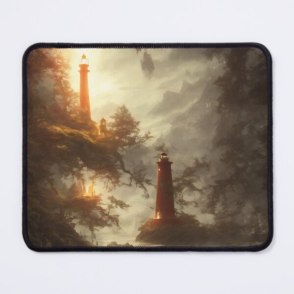 Item preview, a beautiful cinematic image of a lighthouse, fantasy forest landscape, fantasy magic, dark light night, intricate, elegant, sharp focus, illustration, highly detailed, digital p designed and sold by DrawItOnce.
