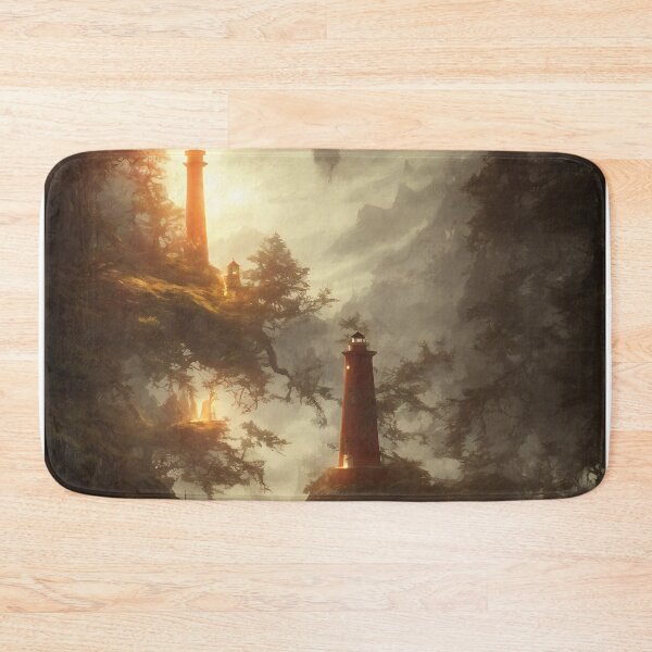 Item preview, a beautiful cinematic image of a lighthouse, fantasy forest landscape, fantasy magic, dark light night, intricate, elegant, sharp focus, illustration, highly detailed, digital p designed and sold by DrawItOnce.