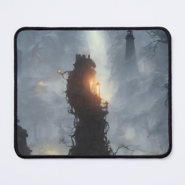 Item preview, a beautiful cinematic image of a lighthouse, fantasy forest landscape, fantasy magic, dark light night, intricate, elegant, sharp focus, illustration, highly detailed, digital p designed and sold by DrawItOnce.