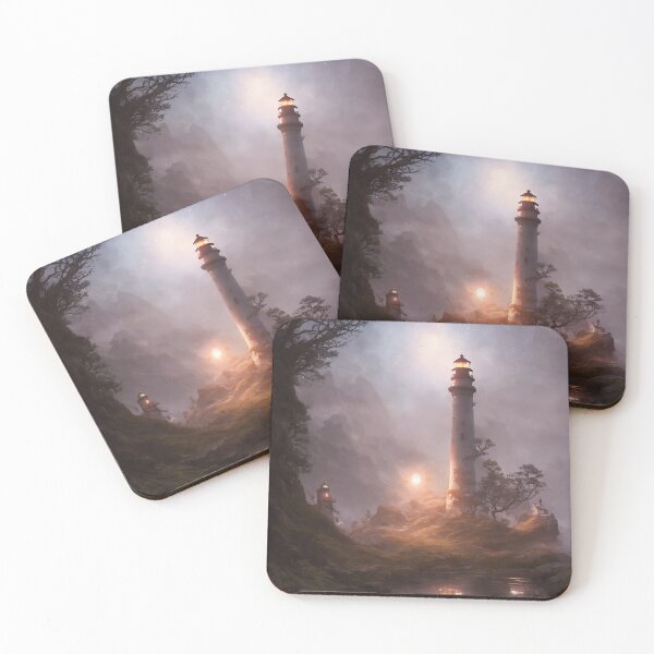 Item preview, a beautiful cinematic image of a lighthouse, fantasy forest landscape, fantasy magic, dark light night, intricate, elegant, sharp focus, illustration, highly detailed, digital p designed and sold by DrawItOnce.