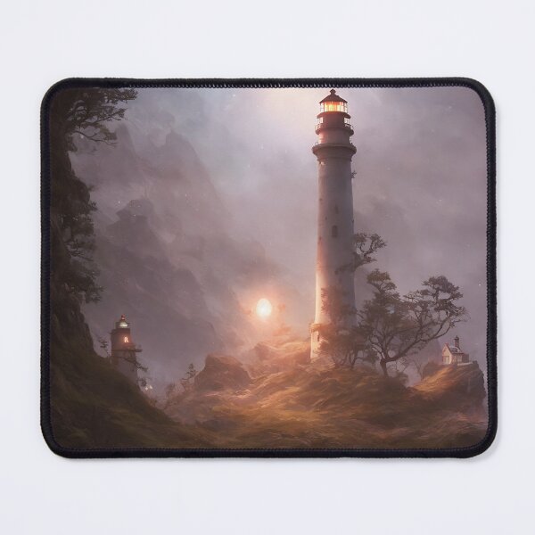Item preview, a beautiful cinematic image of a lighthouse, fantasy forest landscape, fantasy magic, dark light night, intricate, elegant, sharp focus, illustration, highly detailed, digital p designed and sold by DrawItOnce.