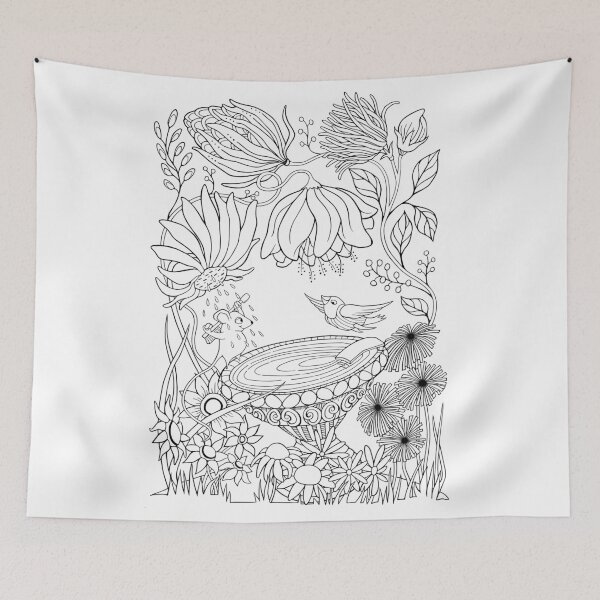 Item preview, Birdbath Bliss Colour It In designed and sold by mrana.
