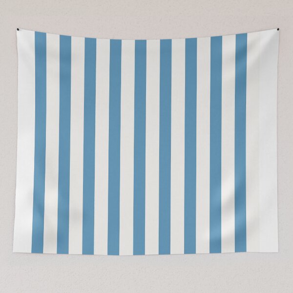 Item preview, Circus Vibe Cerulean Blue and White Vertical Stripe Pattern designed and sold by taiche.