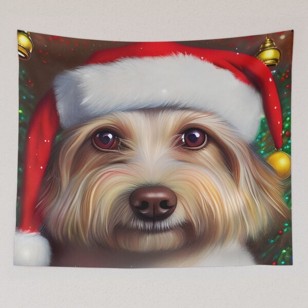 Item preview, Christmas Lowchen Wearing A Santa Hat designed and sold by ZenEverAI.