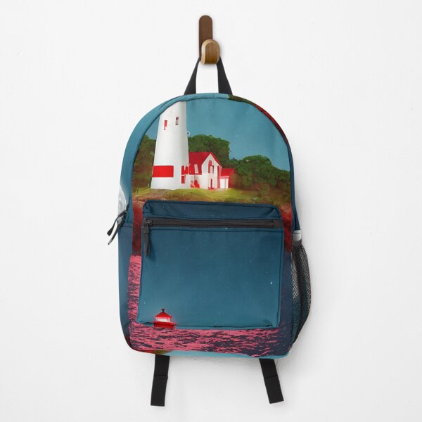 Item preview, A red and white striped lighthouse shining out onto the sea designed and sold by LoveZodiac.