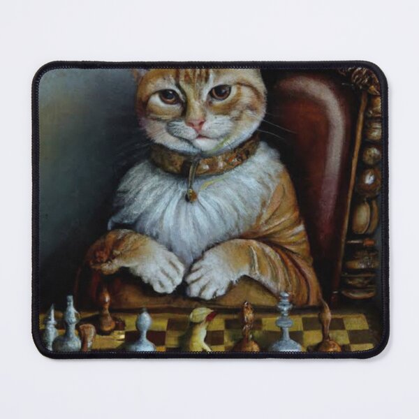 Item preview, Royal cat playing chess , oil painting and artistic illustration of rich cat and chess designed and sold by Rishabhthinks.