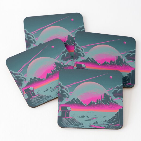 Item preview, Purple Space Landscape Retro Synthwave designed and sold by simplesticker1.