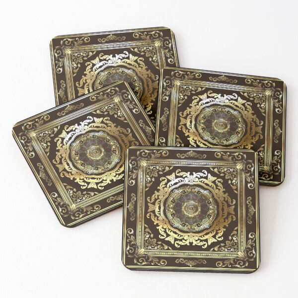 Item preview, Ornate Baroque Gold Brown Black Greek Key Floral designed and sold by Yiorgos Designs.