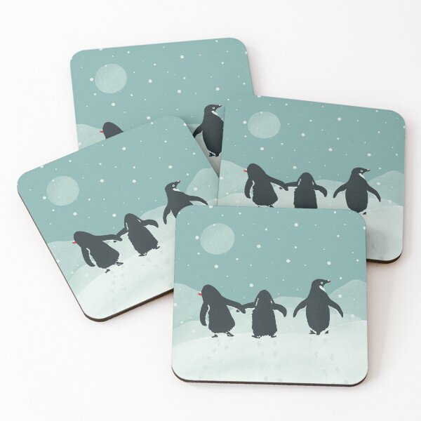 Item preview, Penguin family walking in the moonlit snow designed and sold by NattyDesigns.