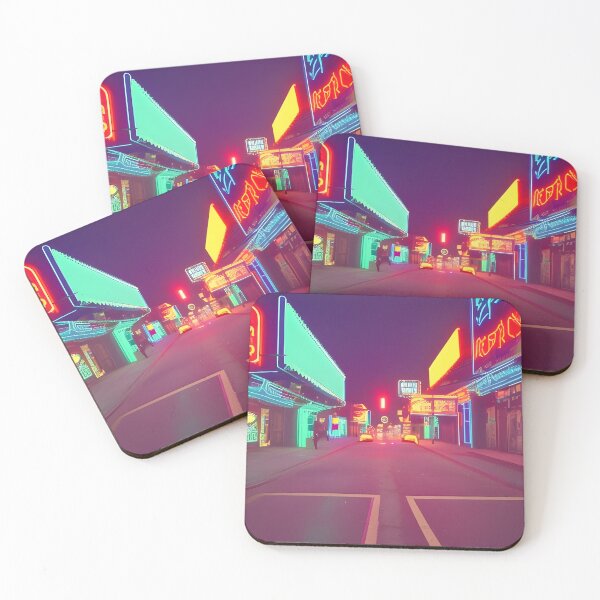Item preview, Neon City Street By Night | Cyberpunk designed and sold by ForeHeadDesigns.