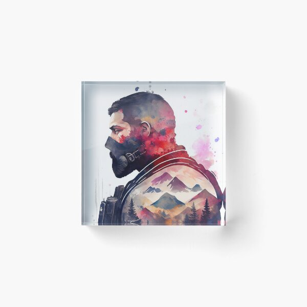 Item preview, Soldier In A Gas Mask Watercolor Double Exposure designed and sold by TortillaChief.