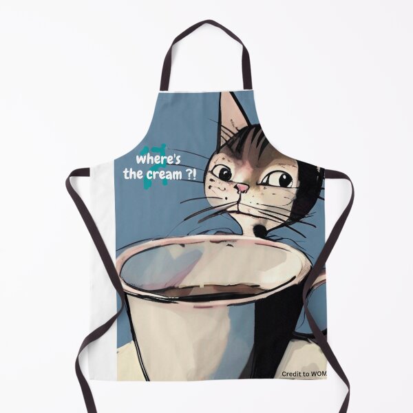 Item preview, Funny cat complains "where's the cream?" for his coffee, wall art. Cartoon funny cat wall art as prints, on canvas, or large posters. Wall art decor for your home. Choice of print sizes. designed and sold by JoelsCorner.