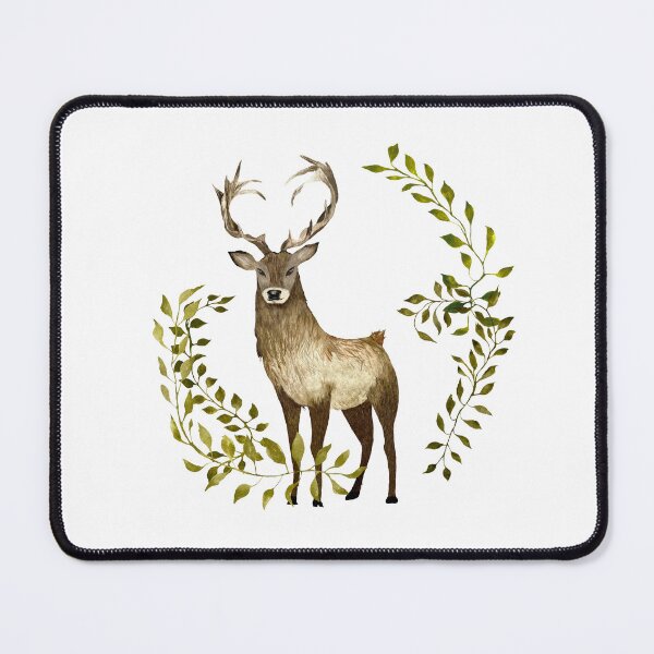 Item preview, Brown deer green lianas a watercolor illustration designed and sold by Yana Mustafina | Boho Soulful Designs.