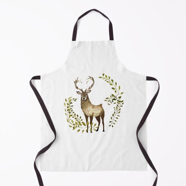 Item preview, Brown deer green lianas a watercolor illustration designed and sold by Yana Mustafina | Boho Soulful Designs.