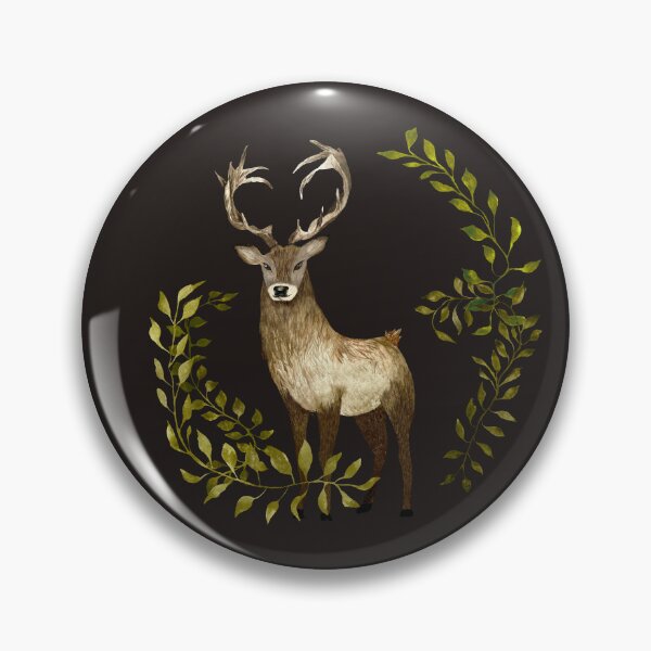 Item preview, Brown deer green lianas a watercolor illustration black designed and sold by Yana Mustafina | Boho Soulful Designs.