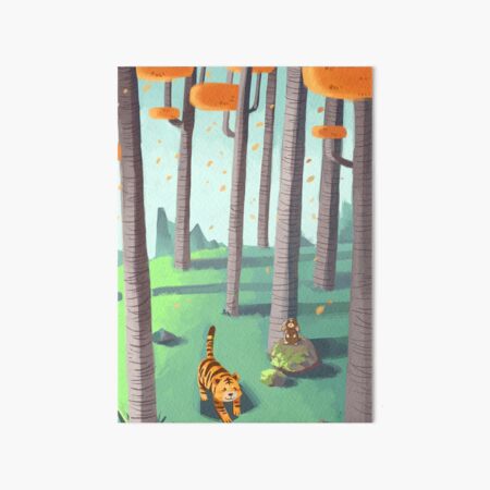 Vista previa del artículo con la obra «Tigre y conejito en el bosque», diseñado y vendido por happycricketbox.