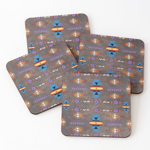 Item preview, Southwestern Tribal Symbols With Faux Suede Background - Blues, Purples, Rust Colors designed and sold by handsoftime2020.