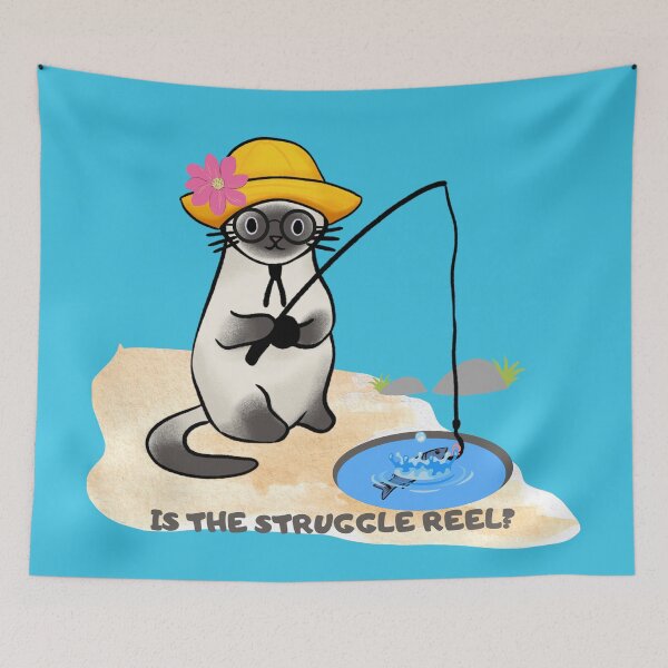 Item preview, Funny "Is the Struggle Reel" Siamese Cat Fishing  designed and sold by Write-to-Rebel.