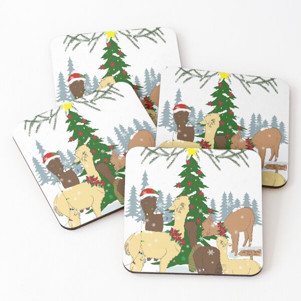 Item preview, Alpacas in the snow by a Christmas tree designed and sold by Artdustdesigns.