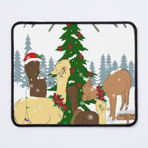 Item preview, Alpacas in the snow by a Christmas tree designed and sold by Artdustdesigns.