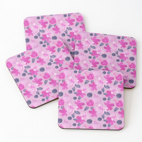 Item preview, Pomegranate fruit flower retro vintage blue and pink motif pattern designed and sold by SoatCreation.