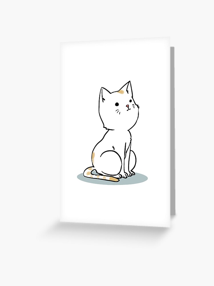 Carte De Vœux Chat Blanc Dessin Anime Mignon Par Clgtart Redbubble