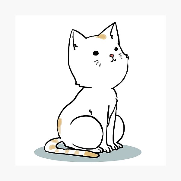 Lámina fotográfica «Gato blanco de dibujos animados lindo» de clgtart