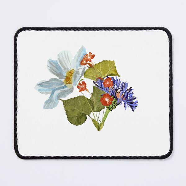 Item preview, Camomile red blue flower bouquet a watercolor designed and sold by Yana Mustafina | Boho Soulful Designs.