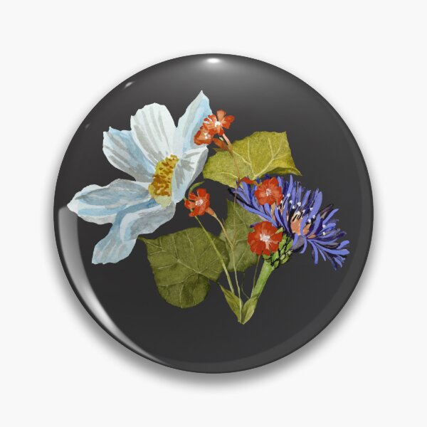 Artikelvorschau, Camomile red blue flower bouquet a watercolor grey entworfen und verkauft von Yana Mustafina | Boho Soulful Designs.